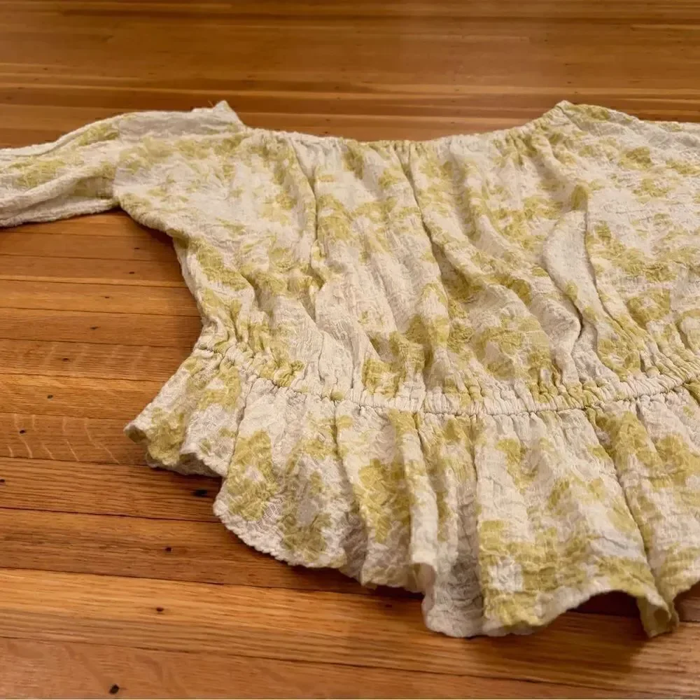 Free People Shades of Cool yellow/white off the shoulder top